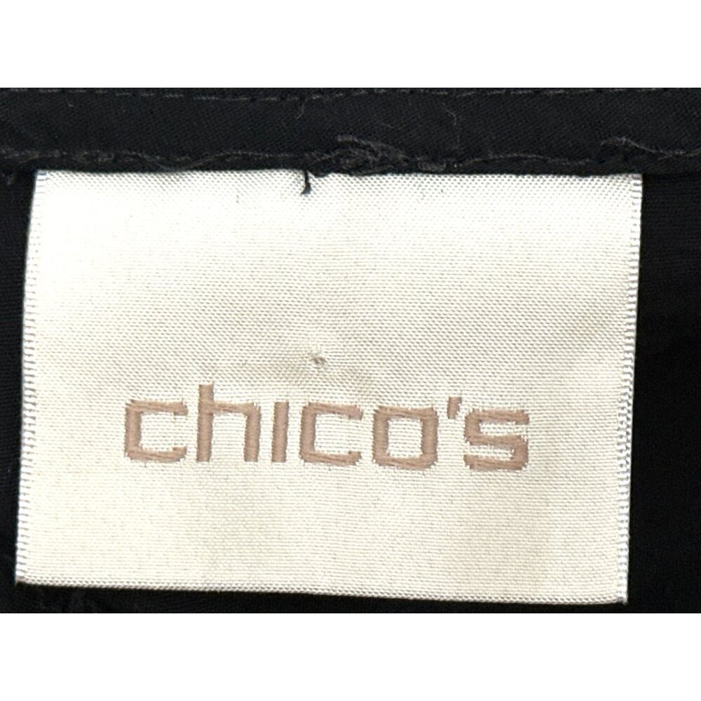 Chicos Black Polka Dot Cardigan Lightweight Open Front Blouse Roll Tab Sleeves - Picture 5 of 12